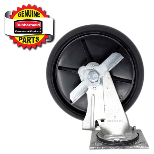 Rubbermaid 8 Inch Swivel Plate Caster, Quiet, Black